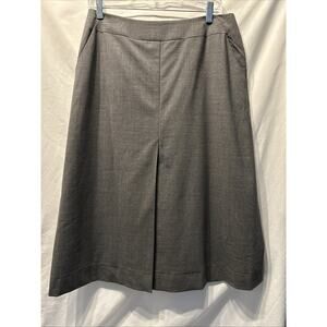 Talbots Maxi Skirt Women's 10 Gray Wool Front Slit A-line Modest Lined Office